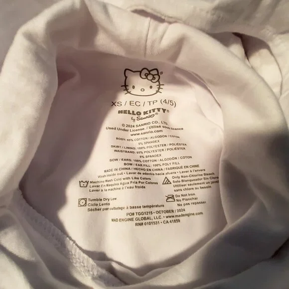 Hello Kitty Hooded Dress XS Red Tulle Skirt White Top Short Sleeves Kids Outfit - Picture 3 of 8